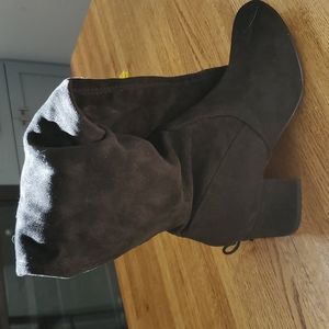 Suede knee high boots